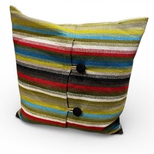 CRATE & BARREL Cayden Pillow Striped Toss Cushion Button Up